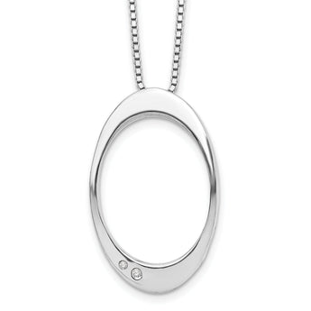 White Ice Sterling Silver Diamond Oval Pendant Necklace with Gift Box