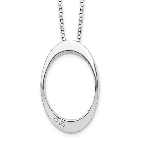 White Ice Sterling Silver Diamond Oval Pendant Necklace with Gift Box