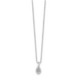 Sterling Silver Diamond Teardrop Necklace with Rhodium Plating and Gift Box
