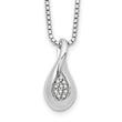 Sterling Silver Diamond Teardrop Necklace with Rhodium Plating and Gift Box
