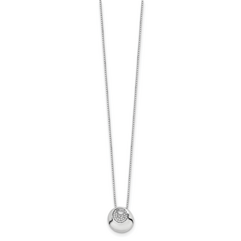 Sterling Silver Diamond Necklace with Rhodium-Plated Box Chain