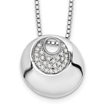 Sterling Silver Diamond Necklace with Rhodium-Plated Box Chain