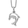 Sterling Silver Dolphin Necklace with Diamond and Rhodium Finish