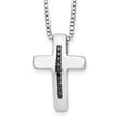 Sterling Silver Black Diamond Cross Necklace with Rhodium Plating