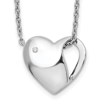 Sterling Silver Diamond Heart Necklace with 2-Inch Extender