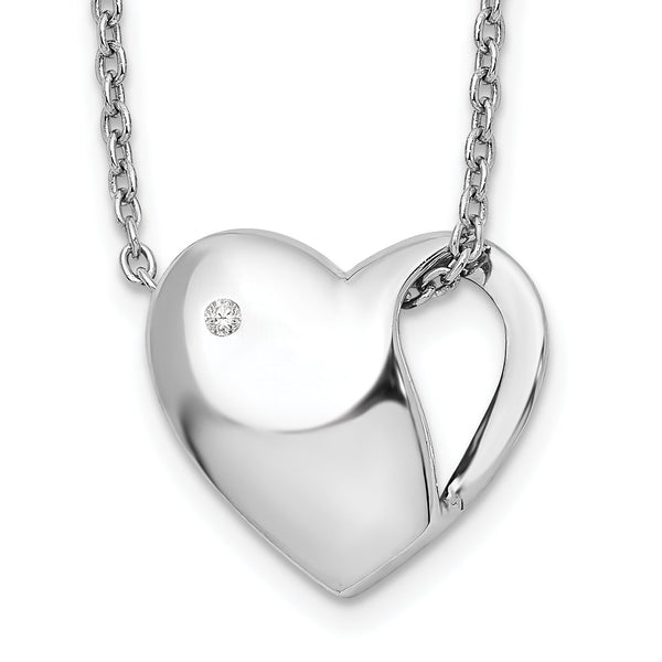 Sterling Silver Diamond Heart Necklace with 2-Inch Extender