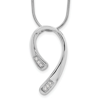 Sterling Silver Diamond Necklace with Extender and Polished Rhodium Finish