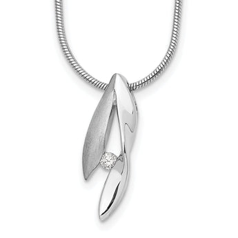 White Ice Sterling Silver Diamond Necklace with Rhodium Finish and Extender