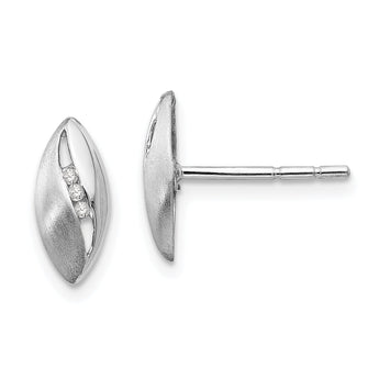 Sterling Silver Diamond Button Earrings with Rhodium Elegance