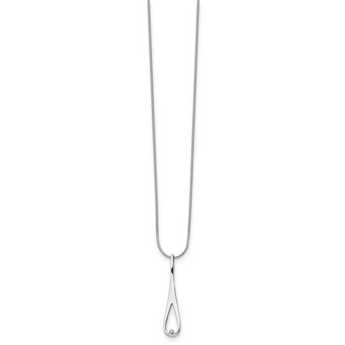 White Ice Sterling Silver Diamond Teardrop Necklace with Polished Finish