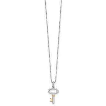 Sterling Silver Gold-Tone Diamond Key Necklace