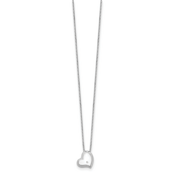 Women's Sterling Silver Diamond Heart Necklace with Extender