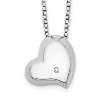 Women's Sterling Silver Diamond Heart Necklace with Extender