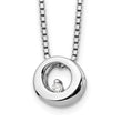 Sterling Silver Diamond Open Circle Necklace with Rhodium Finish