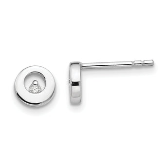 Sterling Silver Diamond Stud Earrings Gift Ready Polished Finish