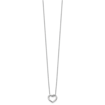 925 Sterling Silver Diamond Heart Necklace Gift Ready
