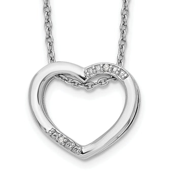 925 Sterling Silver Diamond Heart Necklace Gift Ready