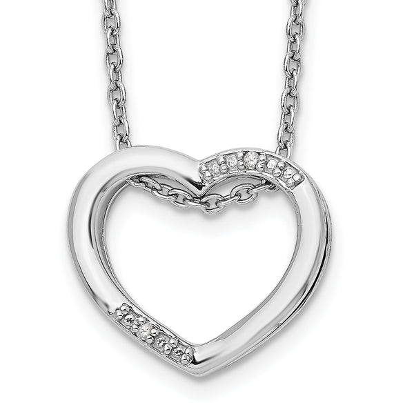 925 Sterling Silver Diamond Heart Necklace Gift Ready