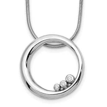 White Ice Sterling Silver Diamond Circle Necklace with Rhodium Finish