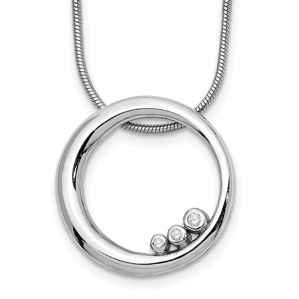 White Ice Sterling Silver Diamond Circle Necklace with Rhodium Finish