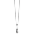 Sterling Silver Diamond Teardrop Necklace with Rhodium Finish