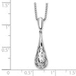 Sterling Silver Diamond Teardrop Necklace with Rhodium Finish