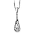 Sterling Silver Diamond Teardrop Necklace with Rhodium Finish