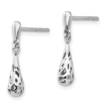 Sterling Silver Diamond Filigree Dangle Earrings Polished Finish