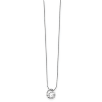 Sterling Silver Diamond Swirl Necklace with Rhodium Finish