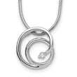 Sterling Silver Diamond Swirl Necklace with Rhodium Finish
