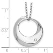 Sterling Silver Diamond Circle Necklace with Polished Rhodium Finish