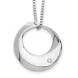 Sterling Silver Diamond Circle Necklace with Polished Rhodium Finish
