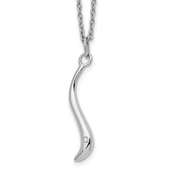 Rhodium-Plated Sterling Silver Diamond Swirl Necklace Gift Ready