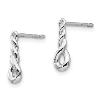 Sterling Silver Diamond Dangle Earrings with Rhodium Twist