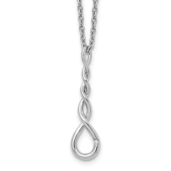 Sterling Silver Diamond Accent Twisted Necklace with Extender Gift Ready