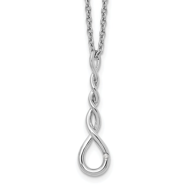 Sterling Silver Diamond Accent Twisted Necklace with Extender Gift Ready