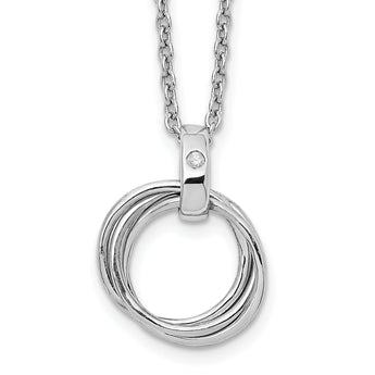 Sterling Silver Diamond Pendant Necklace with Extender