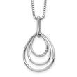 Sterling Silver Diamond Teardrop Necklace with Rhodium Plating