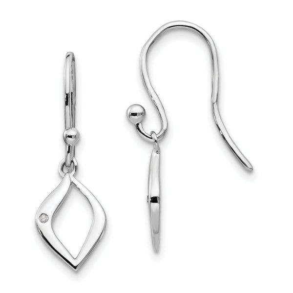 Sterling Silver Diamond Drop Earrings with Rhodium Polish Gift Ready