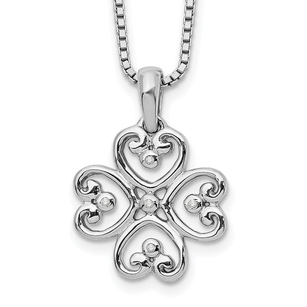 White Ice Sterling Silver Diamond 4 Heart Necklace with Extender