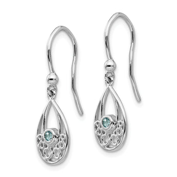 White Ice Sterling Silver Rhodium-plated with Blue Topaz Shepherd Hook Dangle Earrings - Birthstone Company