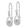 Sterling Silver RH Plated White Ice w/ Amethyst Shepherd Hook Earrings