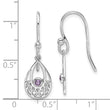 Sterling Silver RH Plated White Ice w/ Amethyst Shepherd Hook Earrings