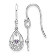 White Ice Sterling Silver Rhodium-plated Amethyst Shepherd Hook Earrings - Birthstone Company