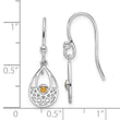 Sterling Silver RH Plated White Ice w/ Citrine Shepherd Hook Earrings