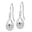 White Ice Sterling Silver Rhodium-plated Garnet Shepherd Hook Earrings - Birthstone Company