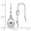 Sterling Silver RH Plated White Ice w/ Garnet Shepherd Hook Earrings