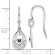 White Ice Sterling Silver Rhodium-plated Garnet Shepherd Hook Earrings - Birthstone Company