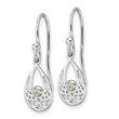 Sterling Silver RH Plated White Ice w/ Peridot Shepherd Hook Earrings