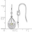 Sterling Silver RH Plated White Ice w/ Peridot Shepherd Hook Earrings
